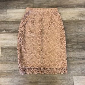 Blush pink floral lace skirt